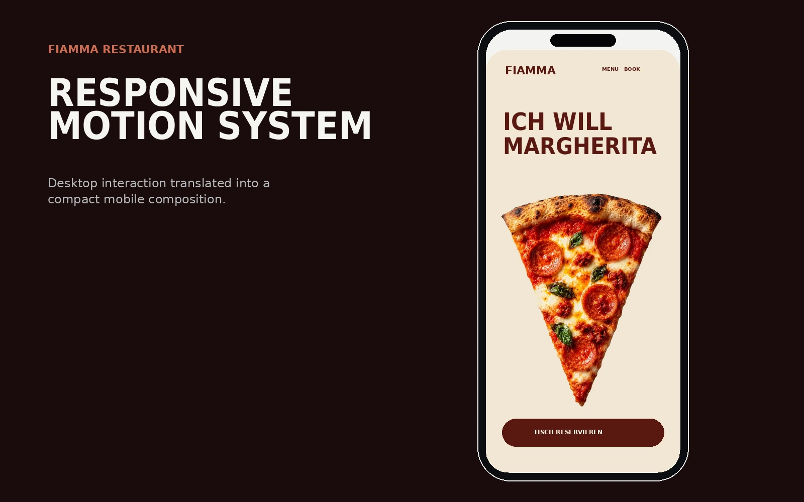 Fiamma Restaurant Website: Mobile Experience