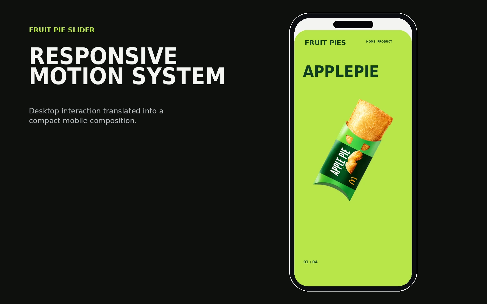 Fruit Pie Product Slider: Mobile Experience