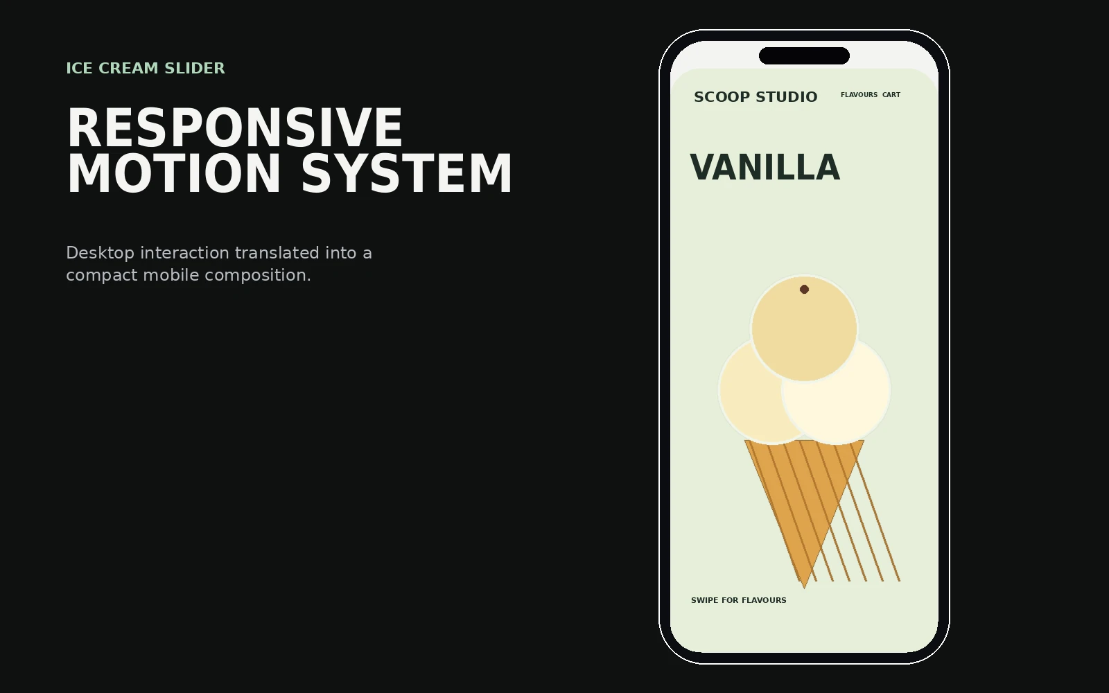 Ice Cream Product Slider: Mobile Experience