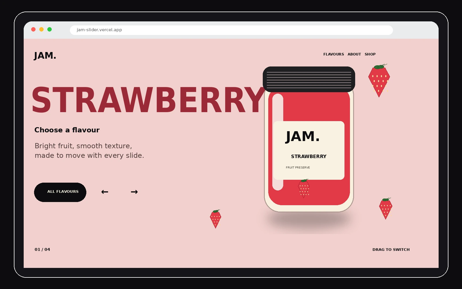 JAM. Fruit Product Slider: Strawberry Home